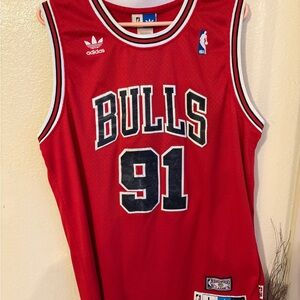 Adidas Red Chicago Bulls : Hardwood Classics- Dennis Rodman 91 Jersey